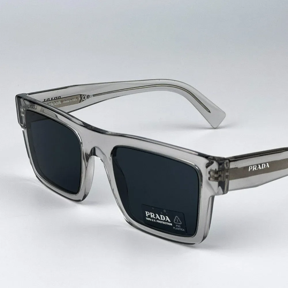 NEW Prada PR19WS U4309T  Crystal Grey Dark Grey Square Unisex Sunglasses